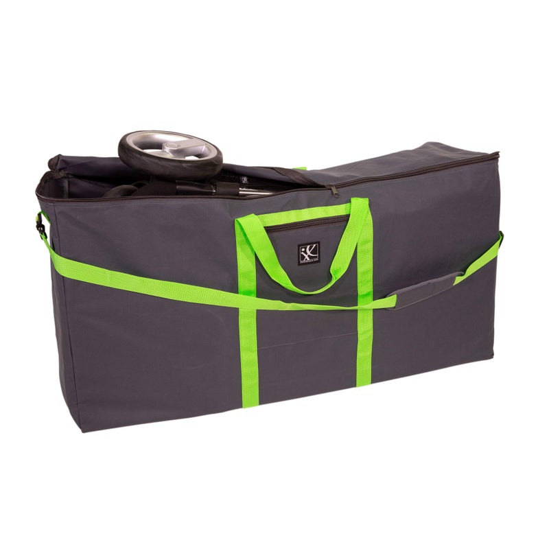 J.L. Childress Heavy Duty Stroller Travel Bag - Grey and Lime - Image 1