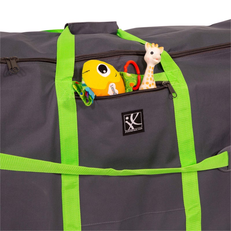 J.L. Childress Heavy Duty Stroller Travel Bag - Grey and Lime - Image 3