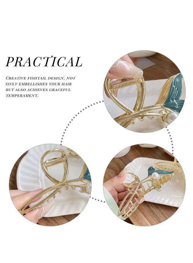 PALAY Hair Claw Clip For Women Large Stylish Mermaid Pearl Hair Clip Clutcher Ladies Nonslip Metal Hair Jaw Clips Strong Hold Elegant Bun Hair Styling Clamp Hair Accessories Gift - Image 4