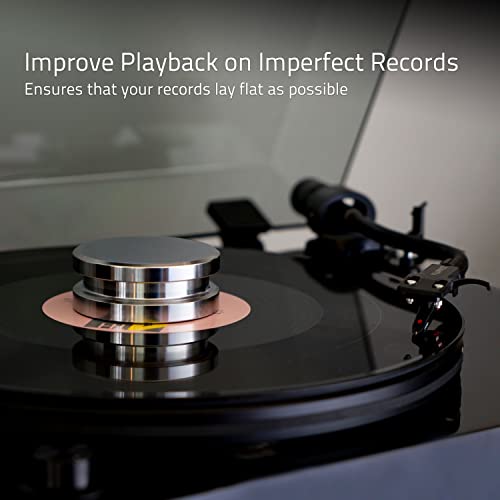 Fluance HiFi Vinyl Record Weight Stabilizer High Mass 760 gram Steel LP Disc Turntable Accessory with Protective Velvet Pad for Vibration Damping (RW02) - Image 3