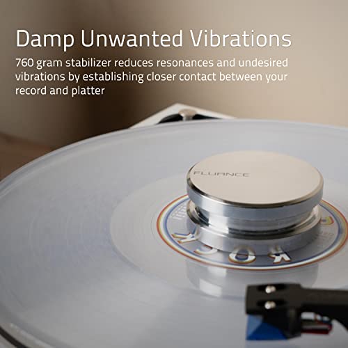 Fluance HiFi Vinyl Record Weight Stabilizer High Mass 760 gram Steel LP Disc Turntable Accessory with Protective Velvet Pad for Vibration Damping (RW02) - Image 2
