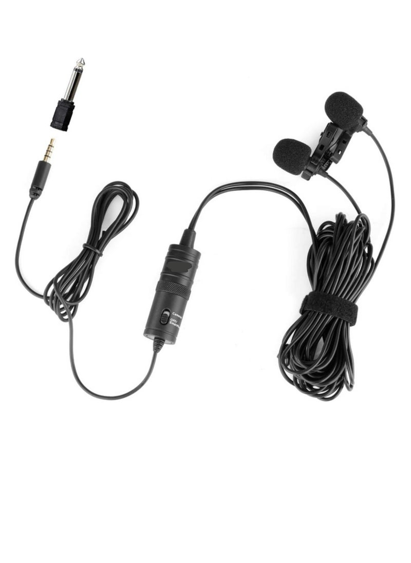 Generic - Dual Lavalier Lapel Microphone – Omnidirectional Condenser Mic with Hands-Free Clip and 1/8" Stereo Jack for DSLR, iPhone & Android Devices - Image 1