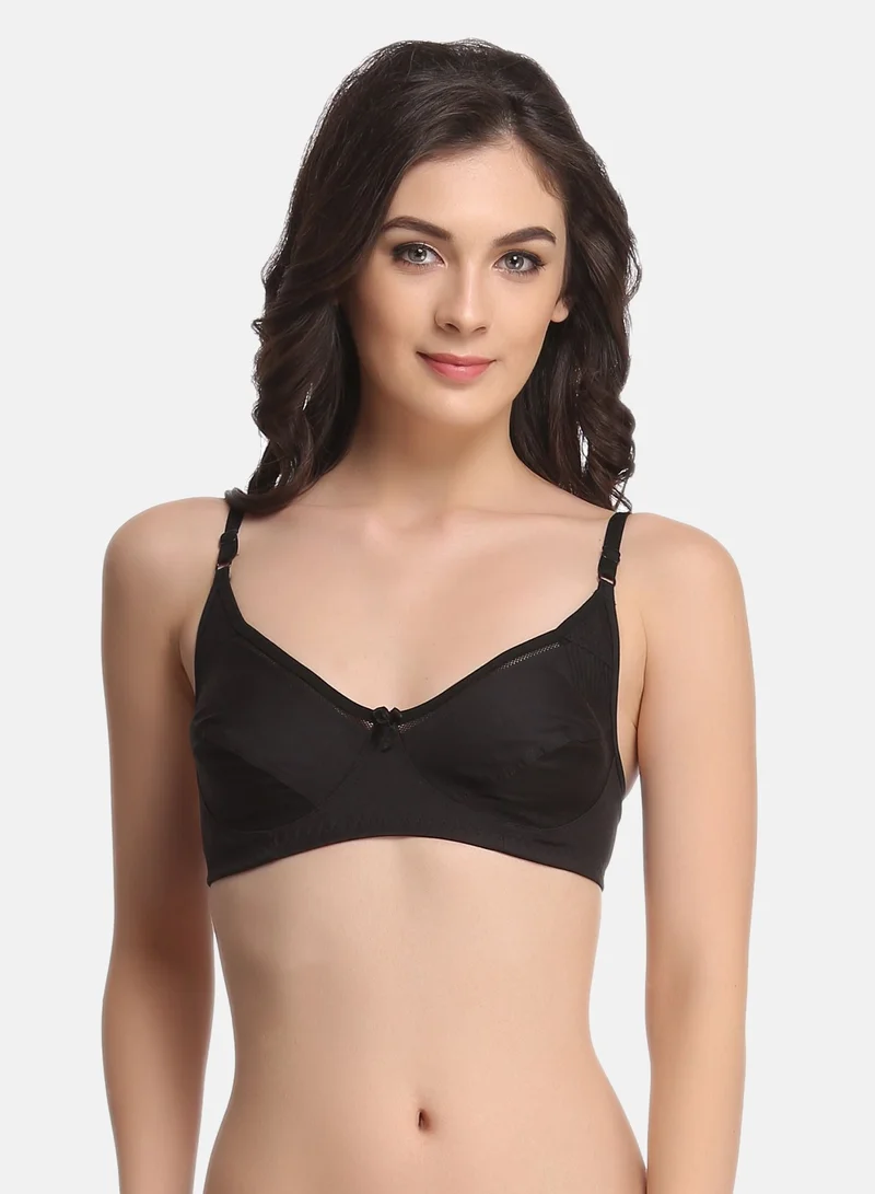 كلوفيا Clovia Non-Padded Non-Wired Bra In Black With Full Cups