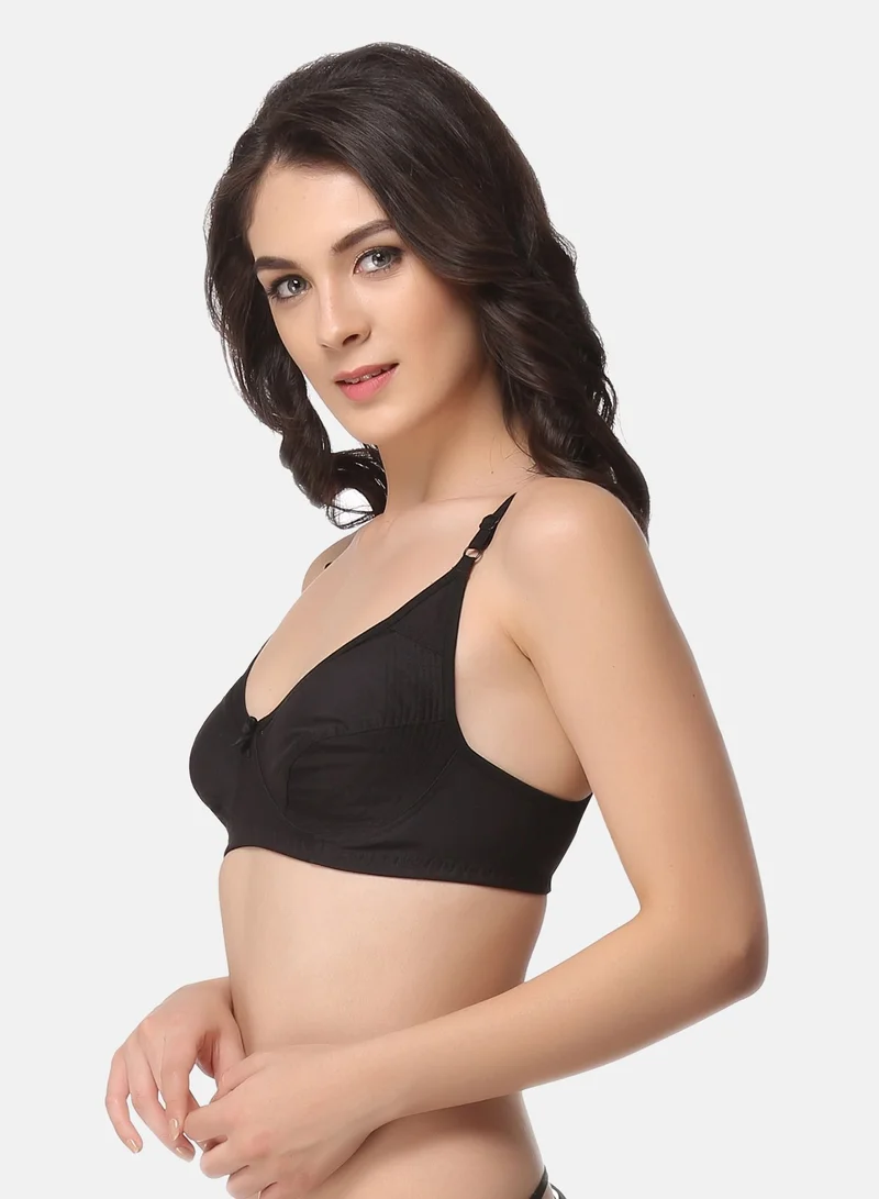 كلوفيا Clovia Non-Padded Non-Wired Bra In Black With Full Cups