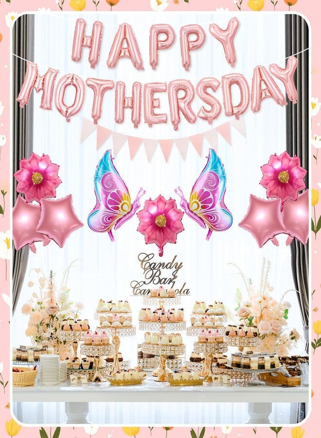 Oomloid Happy Mother's Day Balloon Set Decoration, Pink Mothers Day Decorations Banner Include Letter, Butterfly, Flower Balloons for Party Women - Image 5