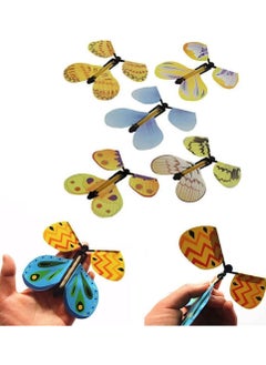 Flying Butterfly Toy, Rubber Band Powered Wind Up Butterfly Toys 5 Style Bright Colors Magic Butterfly Card Wind Up Toy for Great Surprise Birthday Wedding Surprise Kid Gift, Random Color