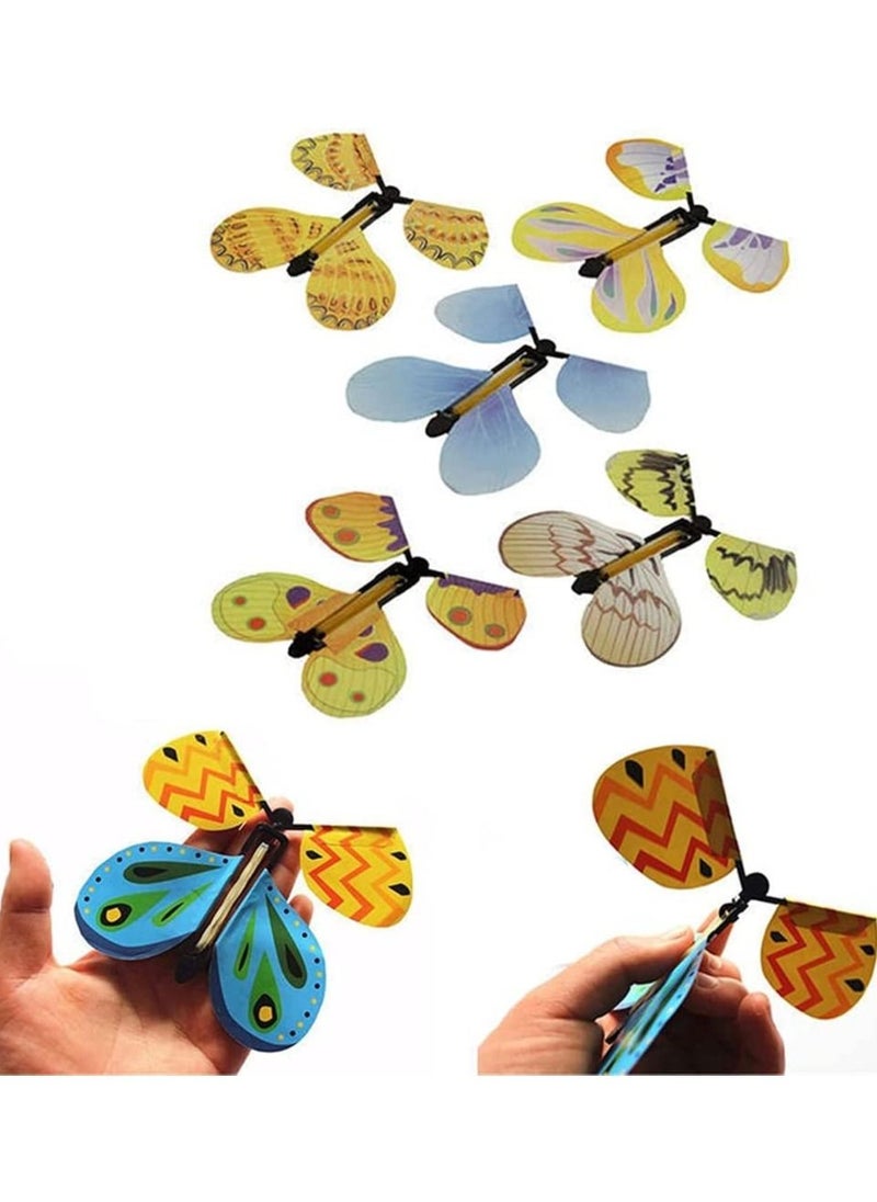 SYOSI - Flying Butterfly Toy, Rubber Band Powered Wind Up Butterfly Toys 5 Style Bright Colors Magic Butterfly Card Wind Up Toy for Great Surprise Birthday Wedding Surprise Kid Gift, Random Color - Image 1