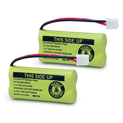 BAOBIAN بطاريات هاتف لاسلكي قابلة لإعادة الشحن BAOBIAN 2.4V متوافقة مع AT&T/Lucent BT-18433 BT-184342 BT-28433 BT-284342 BT-6010 BT-8000 BT-8001 BT-8300 Empire CPH-515D CPH515D (عبوة من 2) - Image 1