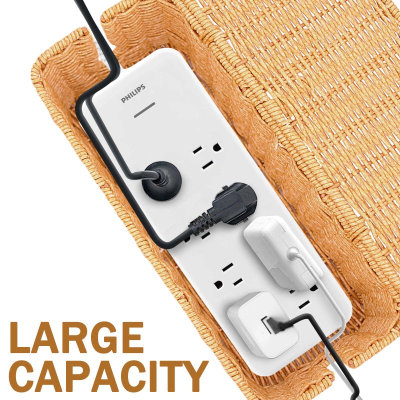 KANYO-AUTO 2PCS Cable Management Box, Handmade Rattan Cable Organizer, Open Slots Cords Hider Box Cord Basket Under Desk Cord Organizer for Computer Router USB Hub & Power Strip - Image 5