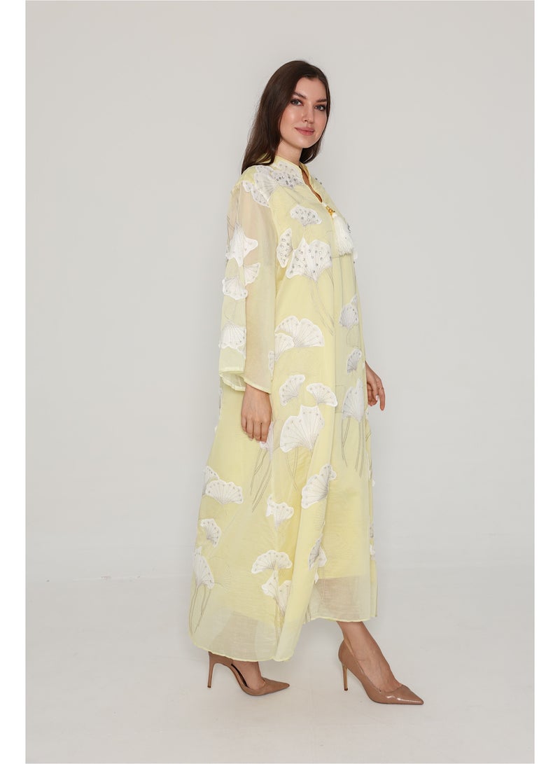 IKKXA Flowy Flower Pattern Dress IK08 Yellow - Image 2