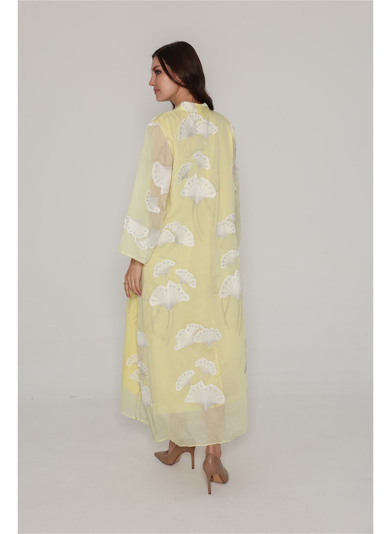 IKKXA Flowy Flower Pattern Dress IK08 Yellow - Image 4