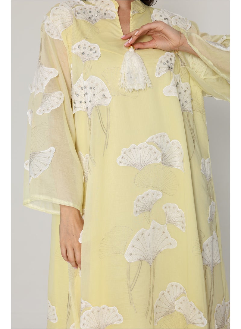 IKKXA Flowy Flower Pattern Dress IK08 Yellow - Image 3