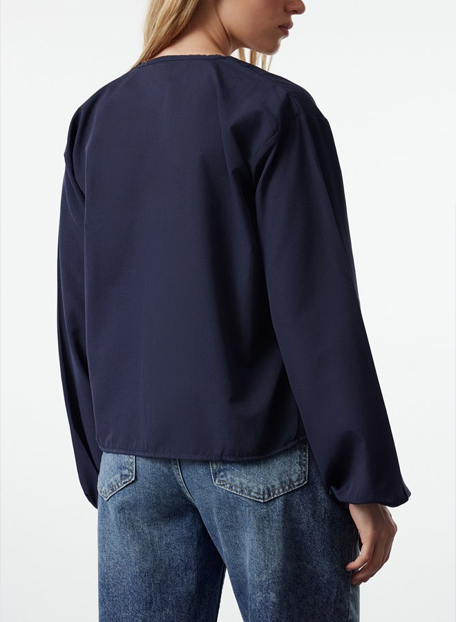 trendyol Navy Blue Front Tie Woven Shirt - Image 4