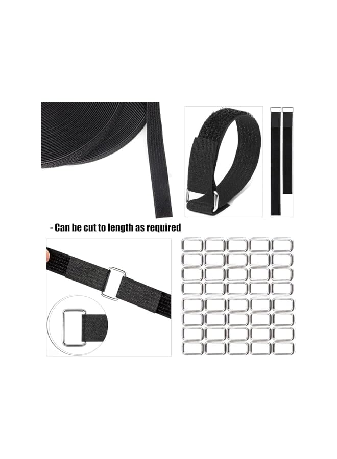PROMASS 2 Rolls 32.2ft Straps 1 Inch Wide with 40 Metal Buckles, Adjustable Fastening Hook and Loop Straps, Reusable Cable Ties Cut-to-Length Nylon Cinch Straps for Organizer or Storage, Black (1 * 32ft)  - Image 3