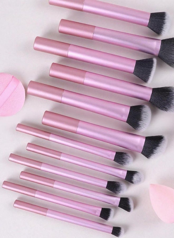 DGSENPI 15 PCS Makeup Brush Set, 12 Multi Use Makeup Brushes with 2 Makeup Sponges and 1 Makeup Puff, Foundation Blush Concealer Shading Eye Brush, for Beginners and Professionals - Image 2