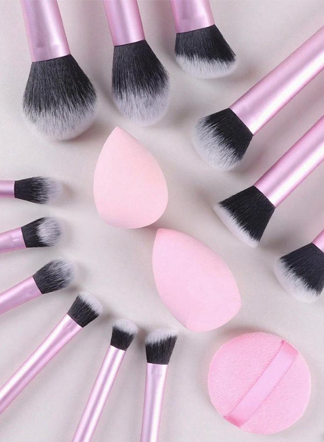 DGSENPI 15 PCS Makeup Brush Set, 12 Multi Use Makeup Brushes with 2 Makeup Sponges and 1 Makeup Puff, Foundation Blush Concealer Shading Eye Brush, for Beginners and Professionals - Image 3