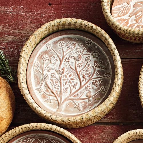 Better World Bio Bread Basket with Terracotta Warmer, Serving Basket, 11.5" W x 11.5" L x 3.5" H, Nature-Inspired Birds Design - Image 3