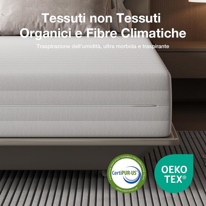 Memory Foam Mattress for Double Bed, 160 x 190, 7 Ergonomic Zones with Wave Foam and Bamboo Fibre, Anti-Allergic, Medium Hardness, Breathable, Height 18 cm - Image 3