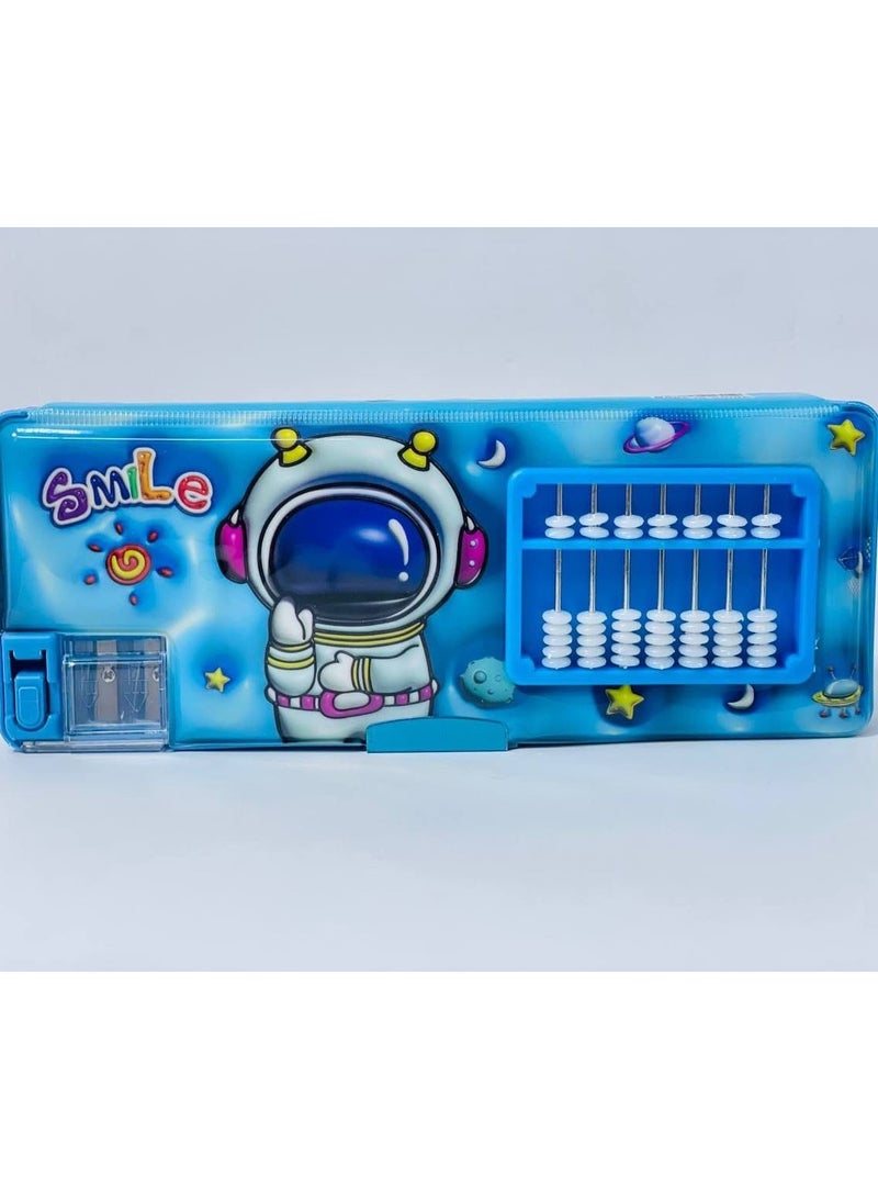 Magnetic pencil case with counter, plastic material, 2 doors and 2 large and small sharpeners - Image 2