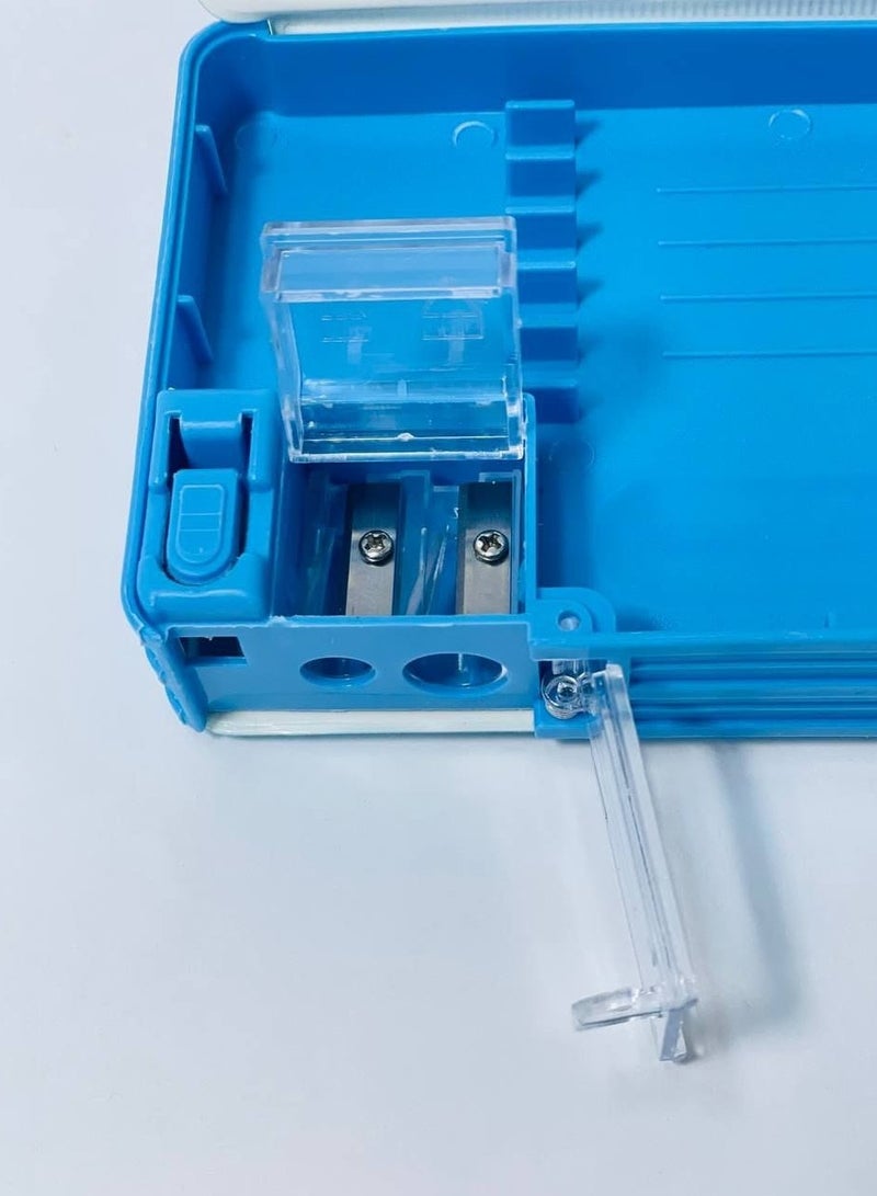 Magnetic pencil case with counter, plastic material, 2 doors and 2 large and small sharpeners - Image 5