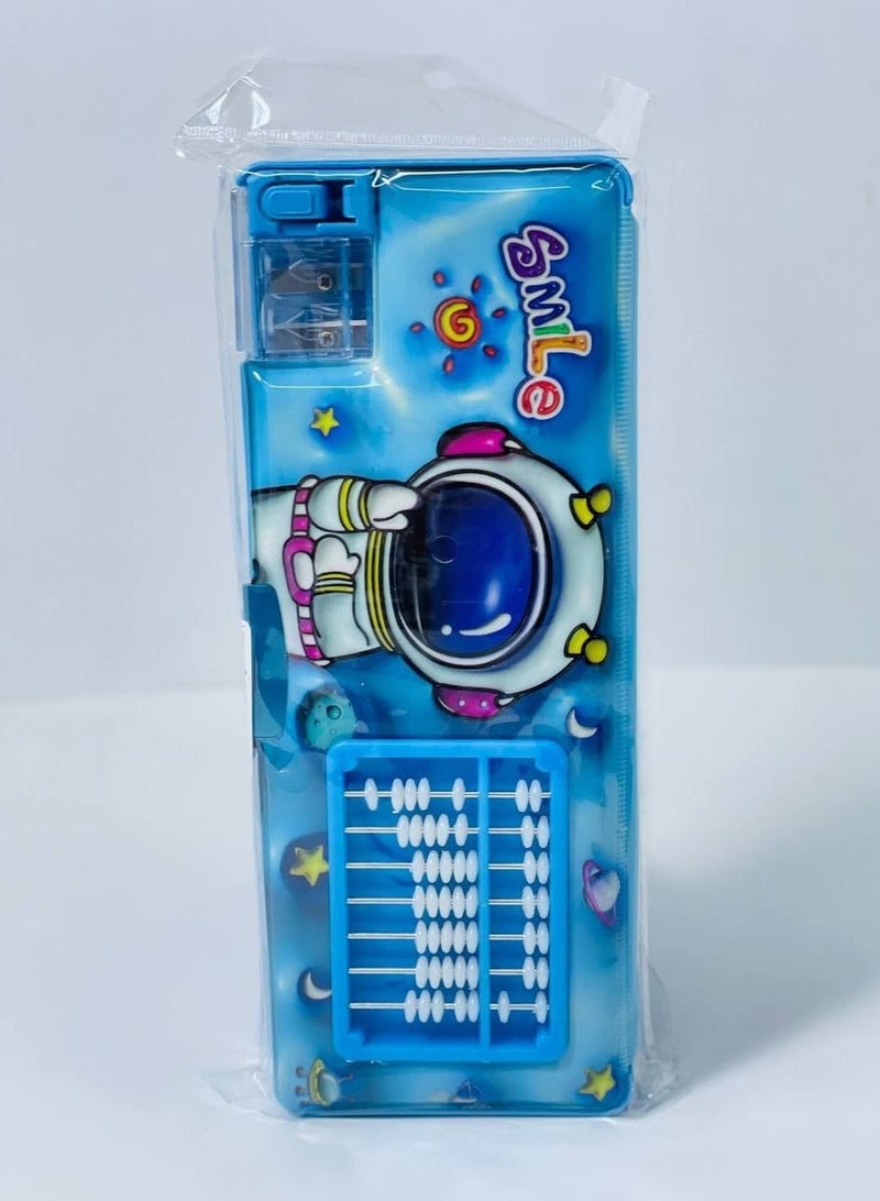 Magnetic pencil case with counter, plastic material, 2 doors and 2 large and small sharpeners - Image 1