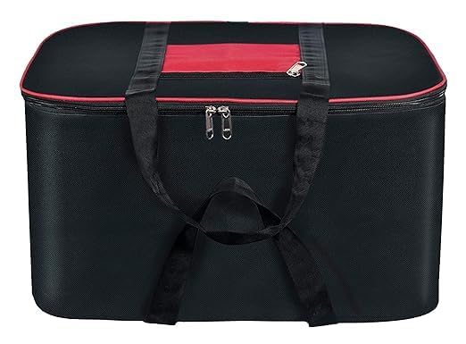 SSBC Underbed Storage Bag Moisture Proof Cloth Organiser Big Underbed Storage Bag with Zippered Closure and HandleBlack Red 54x46x28cm PACK OF 1 Pack Of 1 - Image 1