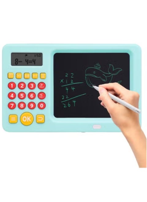 Interactive Math Games for Kids Ages 5-8 with LCD Writing Tablet – Educational Math Learning Toy for Boys and Girls – Screen-Free Fun for Practicing Addition, Subtraction, Counting, and Numbers – Lightweight, Reusable Writing Pad in Blue – Ideal Birthday Gift for Early Learners