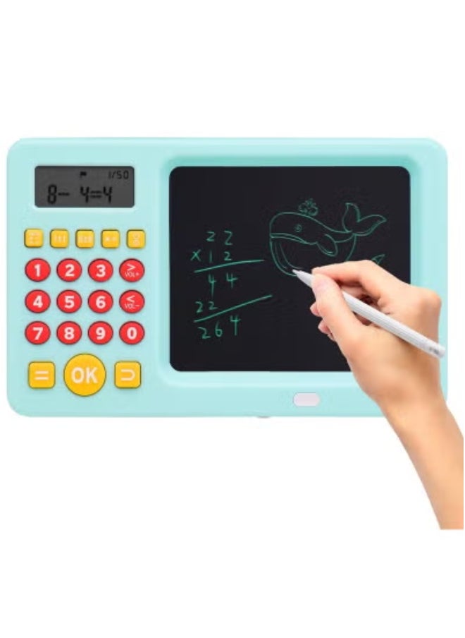 JAJEEK Interactive Math Games for Kids Ages 5-8 with LCD Writing Tablet – Educational Math Learning Toy for Boys and Girls – Screen-Free Fun for Practicing Addition, Subtraction, Counting, and Numbers – Lightweight, Reusable Writing Pad in Blue – Ideal Birthday Gift for Early Learners  - Image 1