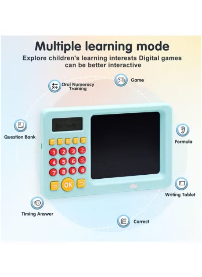 JAJEEK Interactive Math Games for Kids Ages 5-8 with LCD Writing Tablet – Educational Math Learning Toy for Boys and Girls – Screen-Free Fun for Practicing Addition, Subtraction, Counting, and Numbers – Lightweight, Reusable Writing Pad in Blue – Ideal Birthday Gift for Early Learners  - Image 3