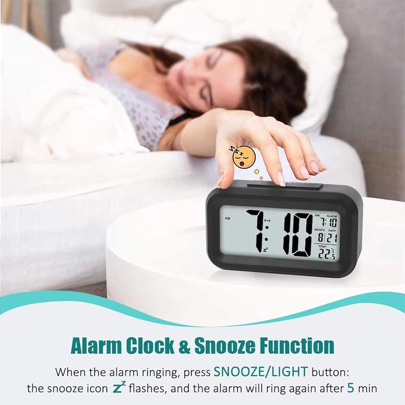ToolHouse Digital Alarm Clock with LCD Display, Date, Temperature, and Snooze Function - Image 4