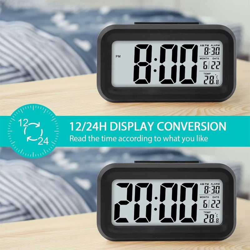 ToolHouse Digital Alarm Clock with LCD Display, Date, Temperature, and Snooze Function - Image 3