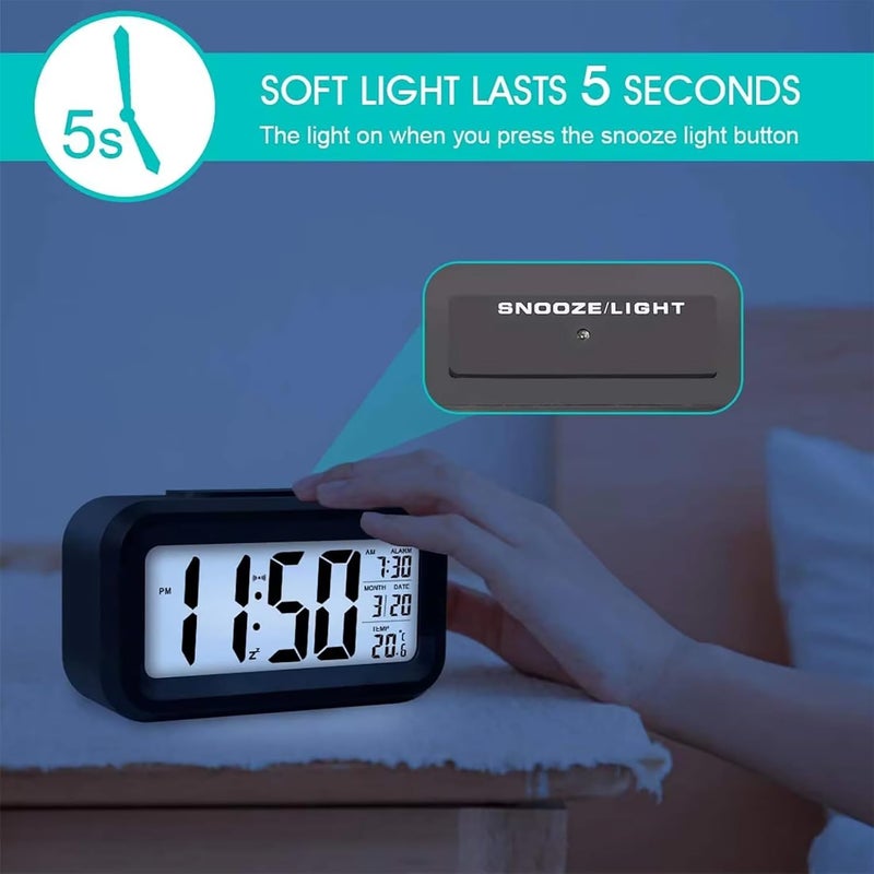 ToolHouse Digital Alarm Clock with LCD Display, Date, Temperature, and Snooze Function - Image 2