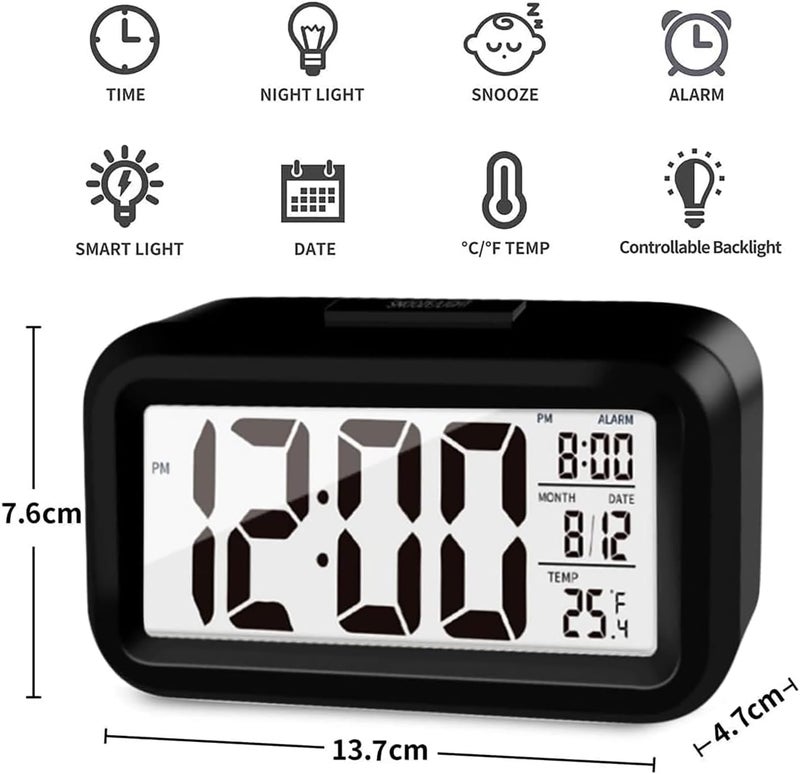 ToolHouse Digital Alarm Clock with LCD Display, Date, Temperature, and Snooze Function - Image 5