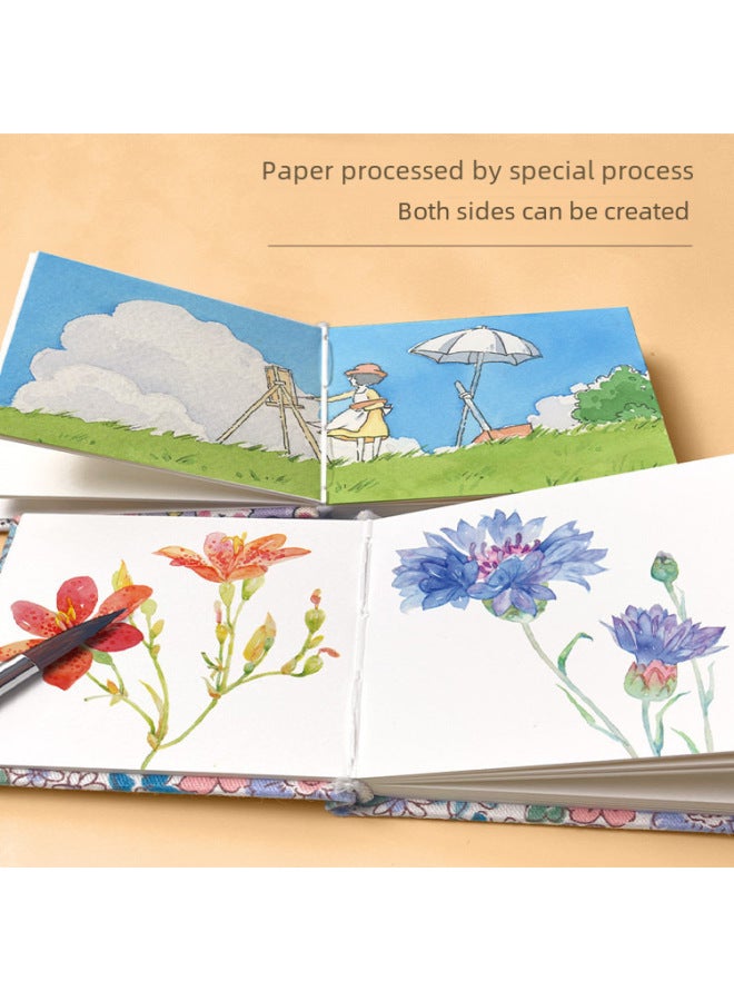 Flying Bird Feile Bird Fabric Watercolor Book 300g Art Student Painting Square Hand Account Book Fine Grain Mini Portable Painting Book - Image 2