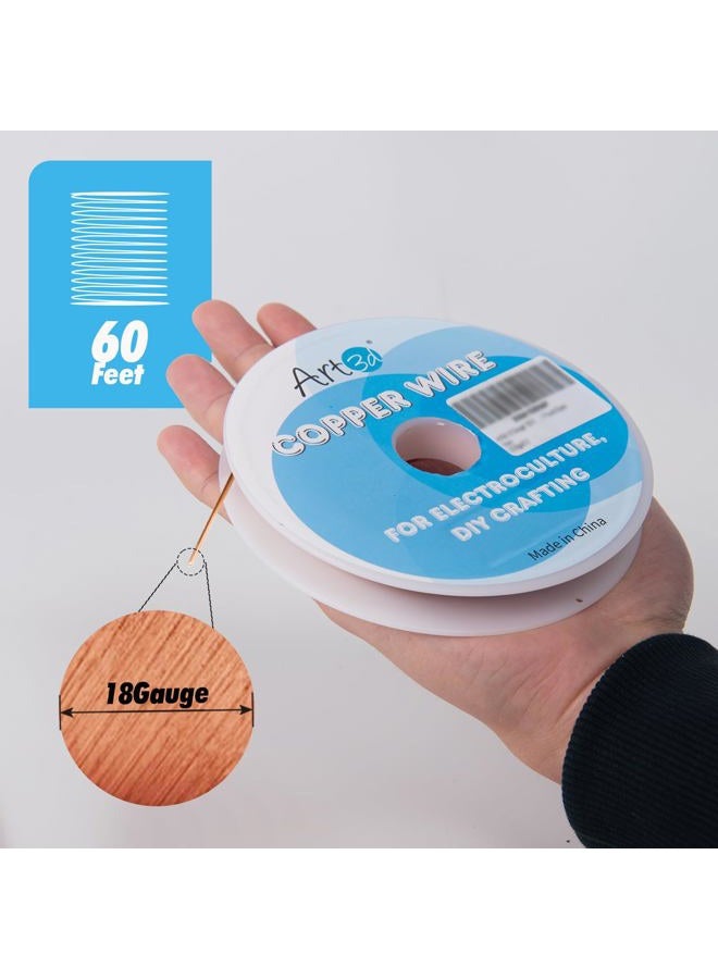 Art3d 18 Gauge 60 FT 99.9% Pure Soft Copper Wire for Electroculture Gardening, Jewelry Making, Beading, Science Projects, DIY Artwork, 1 Roll - Image 4