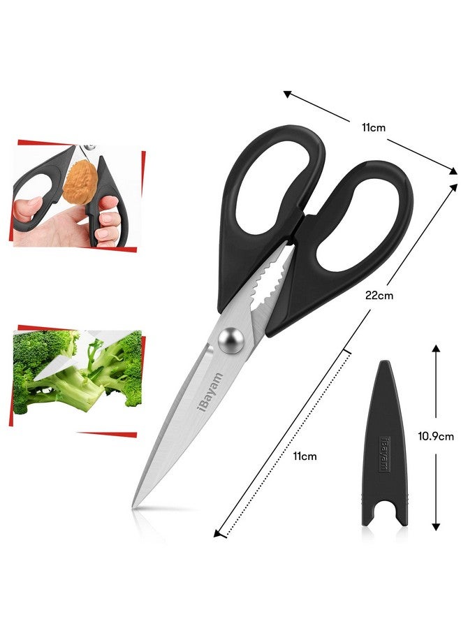 آي بايام مقص مطبخ، مجموعة أدوات مطبخ، مقص مطبخ متعدد الأغراض من آي بايام مع غلاف واقٍ، مقص متين من الفولاذ المقاوم للصدأ، أدوات مطبخ للطهي، مقبض ناعم ومريح، 8.5 بوصة - Image 3