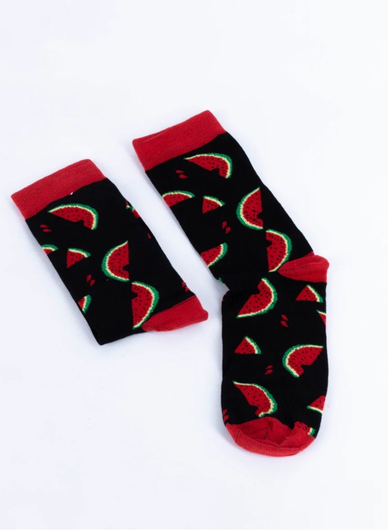 جوارب بنقشة البطيخ – جوارب ملونة ومريحة بطابع الفواكه للرجال والنساء والأطفال