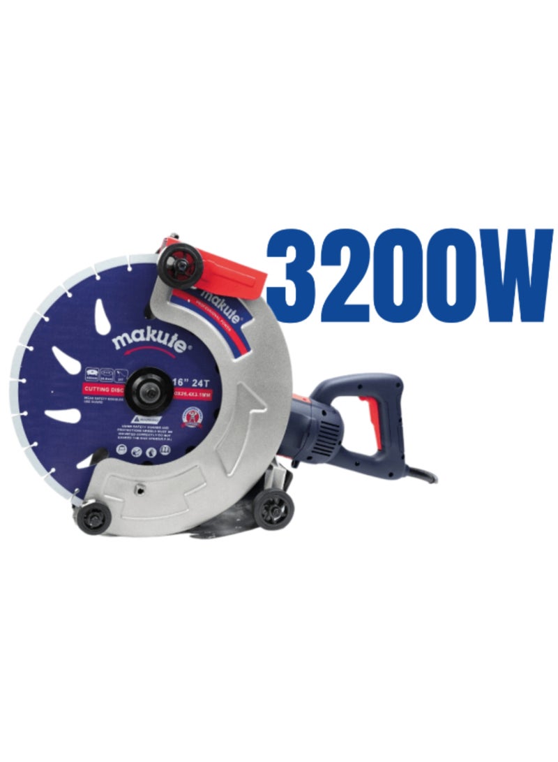 makute 16-inch Concrete and Road Cutter 3200W, Blade, 3500 RPM, 125-135mm Cutting Depth, Heavy-Duty Electric Concrete Saw for Construction and Roadworks, RC121-400 - Image 3