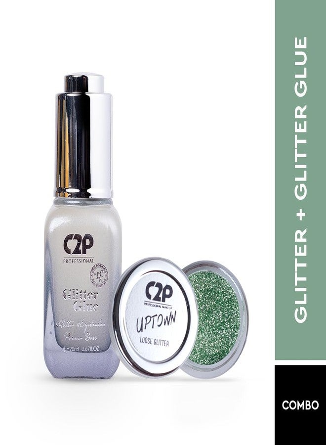 C2P PROFESSIONAL MAKEUP C2P Pro Sparkle Duo Glitter and Glue Kit - Eyeshadow for Eye & Body Makeup | Waterproof, Quick-Drying for Stunning Shimmer Looks (Green Day 14) - Image 2