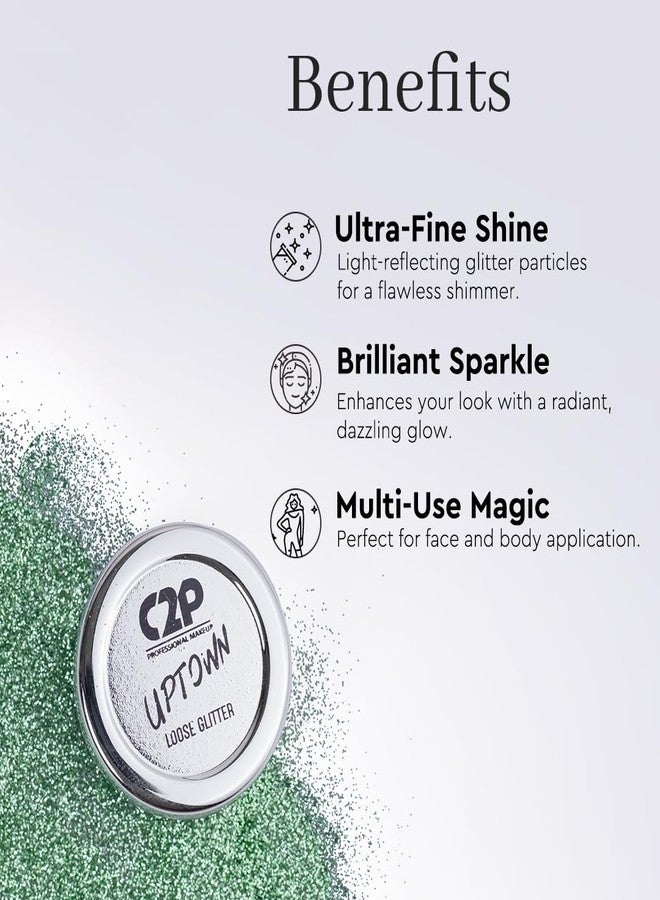 C2P PROFESSIONAL MAKEUP C2P Pro Sparkle Duo Glitter and Glue Kit - Eyeshadow for Eye & Body Makeup | Waterproof, Quick-Drying for Stunning Shimmer Looks (Green Day 14) - Image 5