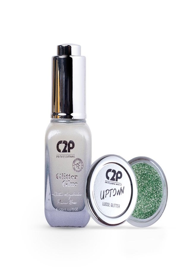 C2P PROFESSIONAL MAKEUP C2P Pro Sparkle Duo Glitter and Glue Kit - Eyeshadow for Eye & Body Makeup | Waterproof, Quick-Drying for Stunning Shimmer Looks (Green Day 14) - Image 1