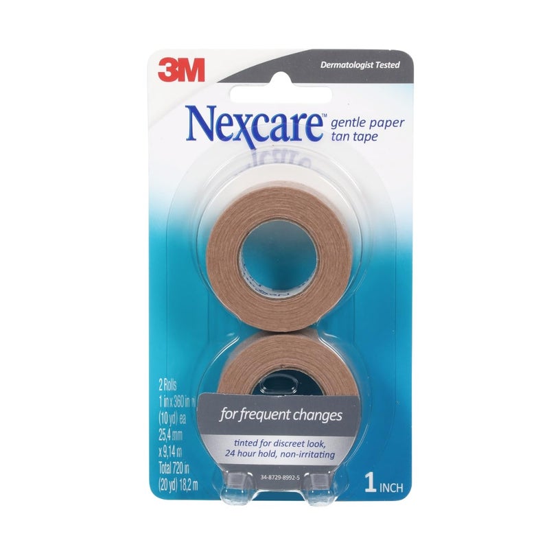 شريط الإسعافات الأولية الورقي الناعم Nexcare T7812PK تان 1 بوصة × 10 ياردات