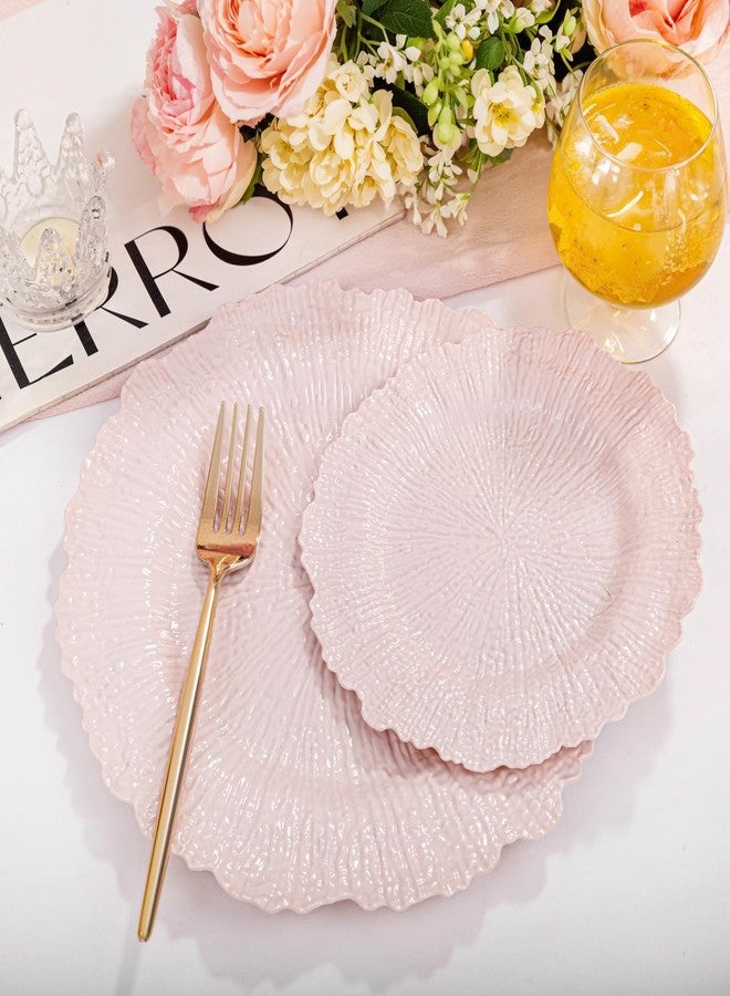 SUT 60PCS Pink Plastic Plates, Pink Disposable Plates include 10 inch Pink Dinner Plates and 7 inch Pink Dessert Plates, Plates Disposable Heavy Duty. Plastic Plates For Party/Birthday - Image 4