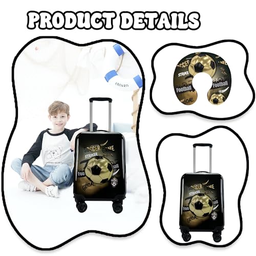 Inprof Kid’s Luggage Set 5 Piece Suitcase Set 16’’ Hardside Football Luggage with Spinner Wheels Boys Carry on Toddler Travel Rolling Suitcase Carry on Luggage Airline Approved - Image 4
