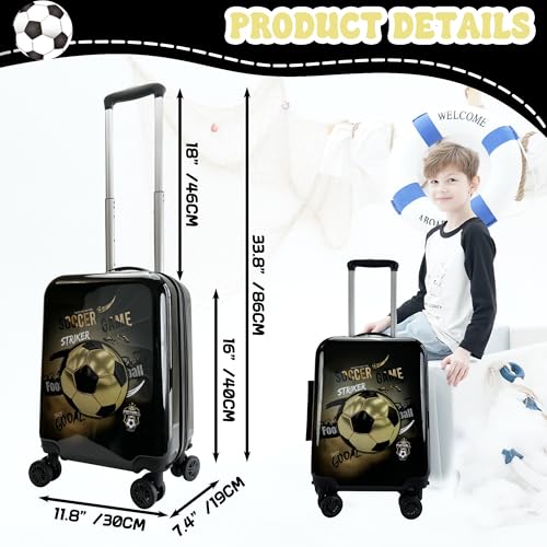 Inprof Kid’s Luggage Set 5 Piece Suitcase Set 16’’ Hardside Football Luggage with Spinner Wheels Boys Carry on Toddler Travel Rolling Suitcase Carry on Luggage Airline Approved - Image 2