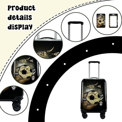 Inprof Kid’s Luggage Set 5 Piece Suitcase Set 16’’ Hardside Football Luggage with Spinner Wheels Boys Carry on Toddler Travel Rolling Suitcase Carry on Luggage Airline Approved - Image 3
