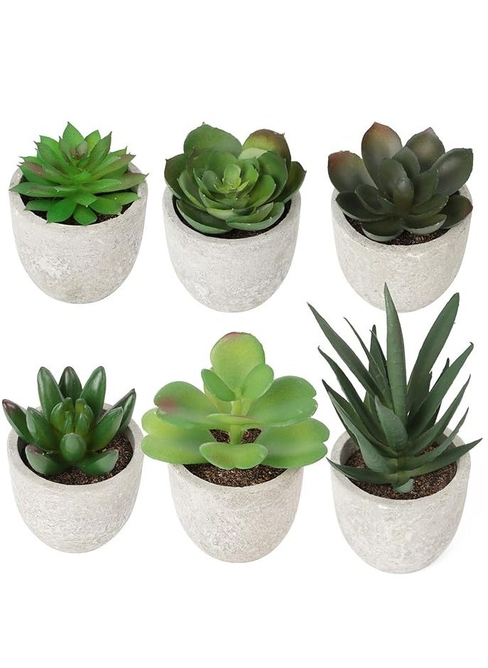 Arabest 6 Pots Artificial Plants, Small Fake Succulent in Pots, Mini Faux Succulent Potted, Office Decor, Cute Faux Potted Succulent Indoor for Desk Decor Bathroom Shelves Home Table Decoration  - Image 1