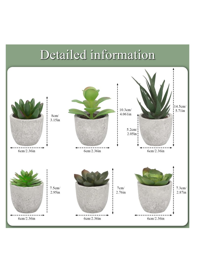 Arabest 6 Pots Artificial Plants, Small Fake Succulent in Pots, Mini Faux Succulent Potted, Office Decor, Cute Faux Potted Succulent Indoor for Desk Decor Bathroom Shelves Home Table Decoration  - Image 5