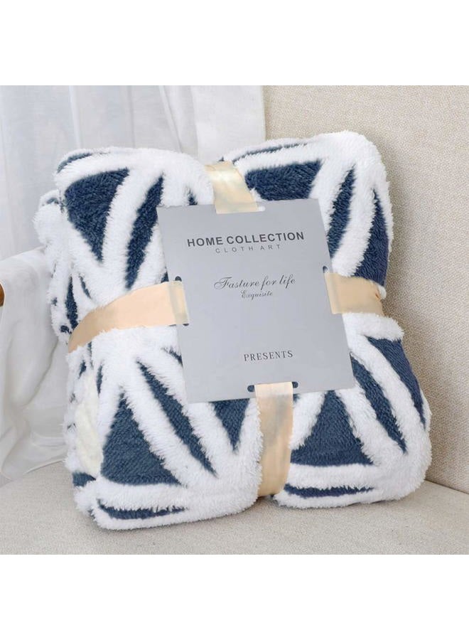LOMAO Sherpa Fleece Blanket Fuzzy Soft Throw Blanket Dual Sided Blanket for Couch Sofa Bed (Navy, 51"x63") - Image 1