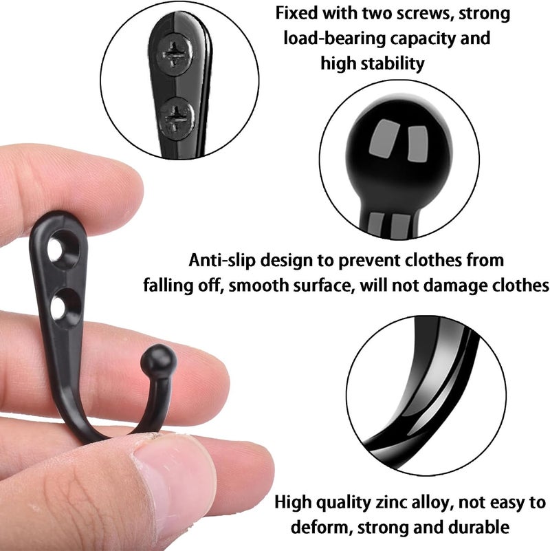 Duomama 15 Pack Black Metal Wall Hooks, Heavy Duty Hanger Rack with Mounting Screws, Multi-Purpose Organizer for Home Kitchen, Bathroom and Entryway - Image 5